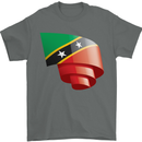 Curled Saint Kitts and Nevis Flag Day Football Mens T-Shirt 100% Cotton Charcoal