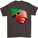 Curled Saint Kitts and Nevis Flag Day Football Mens T-Shirt 100% Cotton Dark Chocolate