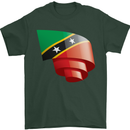 Curled Saint Kitts and Nevis Flag Day Football Mens T-Shirt 100% Cotton Forest Green