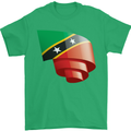 Curled Saint Kitts and Nevis Flag Day Football Mens T-Shirt 100% Cotton Irish Green