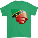 Curled Saint Kitts and Nevis Flag Day Football Mens T-Shirt 100% Cotton Irish Green