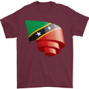 Curled Saint Kitts and Nevis Flag Day Football Mens T-Shirt 100% Cotton Maroon