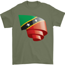 Curled Saint Kitts and Nevis Flag Day Football Mens T-Shirt 100% Cotton Military Green