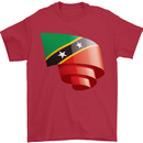 Curled Saint Kitts and Nevis Flag Day Football Mens T-Shirt 100% Cotton Red