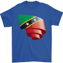 Curled Saint Kitts and Nevis Flag Day Football Mens T-Shirt 100% Cotton Royal Blue