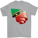 Curled Saint Kitts and Nevis Flag Day Football Mens T-Shirt 100% Cotton Sports Grey