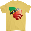Curled Saint Kitts and Nevis Flag Day Football Mens T-Shirt 100% Cotton Yellow
