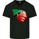 Curled Saint Kitts and Nevis Flag Day Football Mens V-Neck Cotton T-Shirt Black