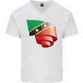 Curled Saint Kitts and Nevis Flag Day Football Mens V-Neck Cotton T-Shirt White