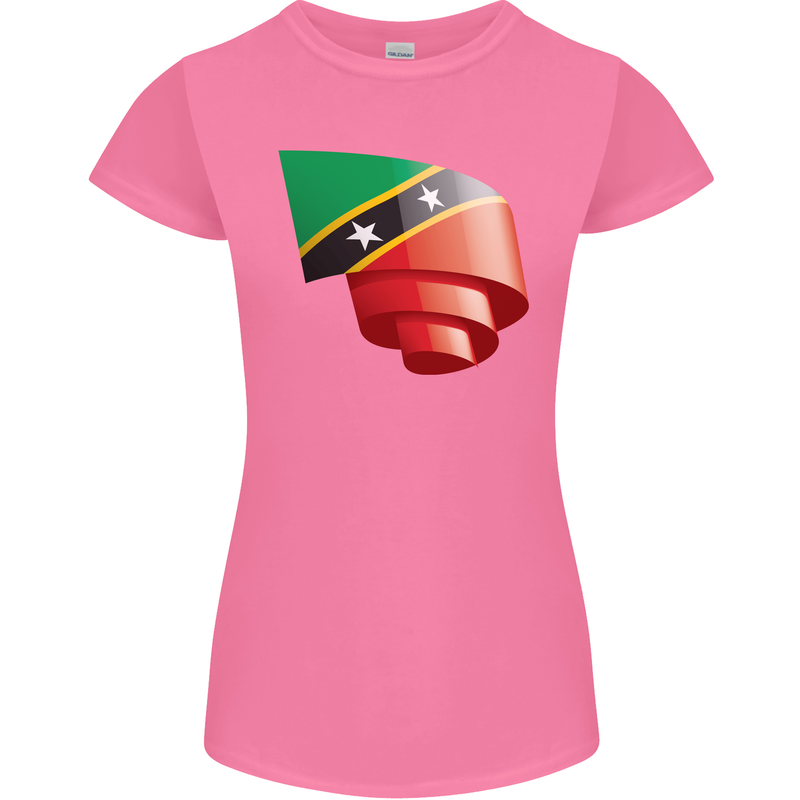 Curled Saint Kitts and Nevis Flag Day Football Womens Petite Cut T-Shirt Azalea
