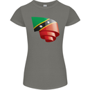 Curled Saint Kitts and Nevis Flag Day Football Womens Petite Cut T-Shirt Charcoal