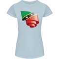 Curled Saint Kitts and Nevis Flag Day Football Womens Petite Cut T-Shirt Light Blue