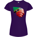 Curled Saint Kitts and Nevis Flag Day Football Womens Petite Cut T-Shirt Purple