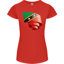 Curled Saint Kitts and Nevis Flag Day Football Womens Petite Cut T-Shirt Red