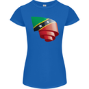 Curled Saint Kitts and Nevis Flag Day Football Womens Petite Cut T-Shirt Royal Blue