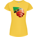 Curled Saint Kitts and Nevis Flag Day Football Womens Petite Cut T-Shirt Yellow