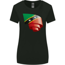 Curled Saint Kitts and Nevis Flag Day Football Womens Wider Cut T-Shirt Black