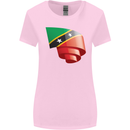 Curled Saint Kitts and Nevis Flag Day Football Womens Wider Cut T-Shirt Light Pink