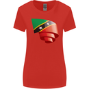 Curled Saint Kitts and Nevis Flag Day Football Womens Wider Cut T-Shirt Red