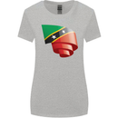 Curled Saint Kitts and Nevis Flag Day Football Womens Wider Cut T-Shirt Sports Grey