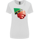 Curled Saint Kitts and Nevis Flag Day Football Womens Wider Cut T-Shirt White