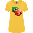 Curled Saint Kitts and Nevis Flag Day Football Womens Wider Cut T-Shirt Yellow