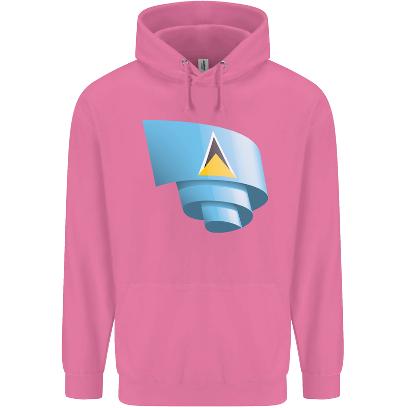 Curled Saint Lucia Flag Lucian Day Football Childrens Kids Hoodie Azalea