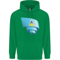 Curled Saint Lucia Flag Lucian Day Football Childrens Kids Hoodie Irish Green