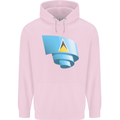 Curled Saint Lucia Flag Lucian Day Football Childrens Kids Hoodie Light Pink