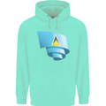 Curled Saint Lucia Flag Lucian Day Football Childrens Kids Hoodie Peppermint