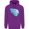 Curled Saint Lucia Flag Lucian Day Football Childrens Kids Hoodie Purple