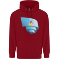 Curled Saint Lucia Flag Lucian Day Football Childrens Kids Hoodie Red
