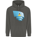 Curled Saint Lucia Flag Lucian Day Football Childrens Kids Hoodie Storm Grey