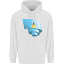 Curled Saint Lucia Flag Lucian Day Football Childrens Kids Hoodie White