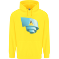 Curled Saint Lucia Flag Lucian Day Football Childrens Kids Hoodie Yellow