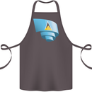 Curled Saint Lucia Flag Lucian Day Football Cotton Apron 100% Organic Dark Grey
