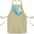 Curled Saint Lucia Flag Lucian Day Football Cotton Apron 100% Organic Khaki