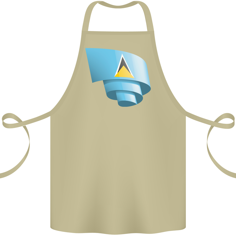 Curled Saint Lucia Flag Lucian Day Football Cotton Apron 100% Organic Khaki