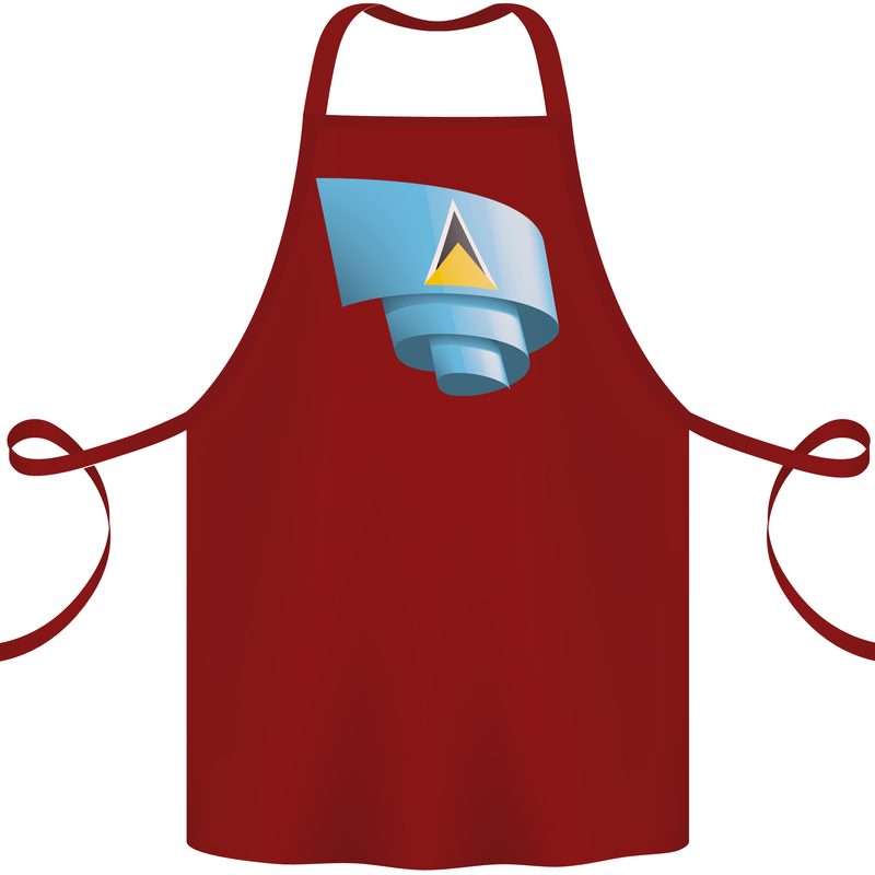 Curled Saint Lucia Flag Lucian Day Football Cotton Apron 100% Organic Maroon