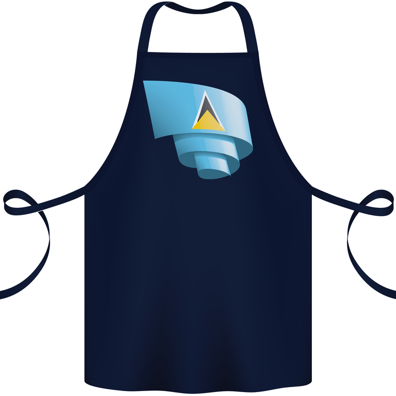 Curled Saint Lucia Flag Lucian Day Football Cotton Apron 100% Organic Navy Blue