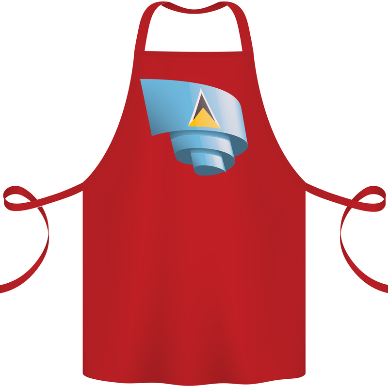 Curled Saint Lucia Flag Lucian Day Football Cotton Apron 100% Organic Red
