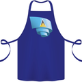 Curled Saint Lucia Flag Lucian Day Football Cotton Apron 100% Organic Royal Blue
