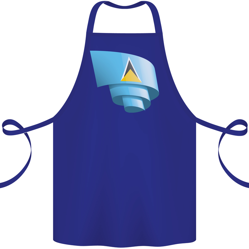 Curled Saint Lucia Flag Lucian Day Football Cotton Apron 100% Organic Royal Blue
