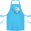 Curled Saint Lucia Flag Lucian Day Football Cotton Apron 100% Organic Turquoise