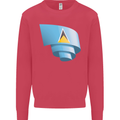 Curled Saint Lucia Flag Lucian Day Football Kids Sweatshirt Jumper Heliconia