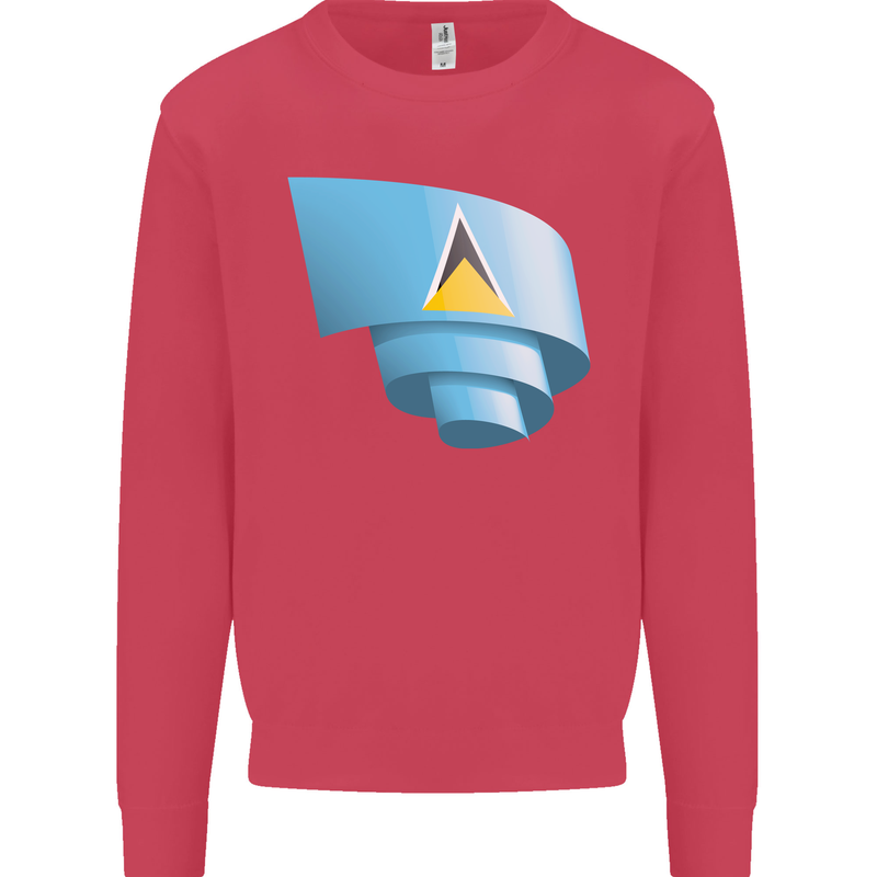 Curled Saint Lucia Flag Lucian Day Football Kids Sweatshirt Jumper Heliconia