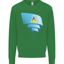 Curled Saint Lucia Flag Lucian Day Football Kids Sweatshirt Jumper Irish Green