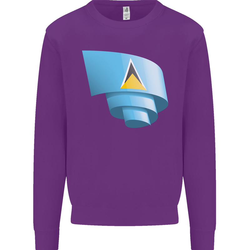 Curled Saint Lucia Flag Lucian Day Football Kids Sweatshirt Jumper Purple