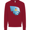 Curled Saint Lucia Flag Lucian Day Football Kids Sweatshirt Jumper Red