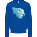 Curled Saint Lucia Flag Lucian Day Football Kids Sweatshirt Jumper Royal Blue